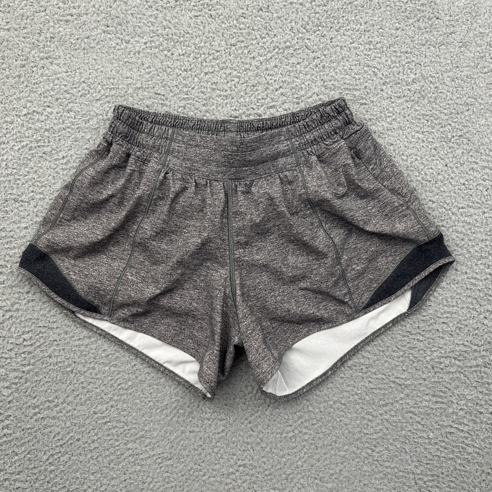 Lululemon Hotty Hot Shorts Low Rise‎ 4" Heather Lux Gray Athletic Women's 6
